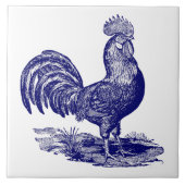 Blue and White Leghorn Rooster Fliese (Vorderseite)