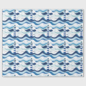 Blue and White Lighthouse Nautical  Geschenkpapier (Flach)