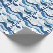 Blue and White Lighthouse Nautical Geschenkpapier (Ecke)