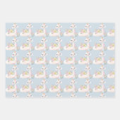 Blue and White Llama Baby Boy Dusche Geschenkpapier Set (Vorderseite)