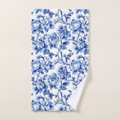 Blue and White Magnolias Toile de Jouy Badhandtuch Set (Handtuch)