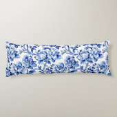 Blue and White Magnolias Toile de Jouy Seitenschläferkissen (Rückseite)