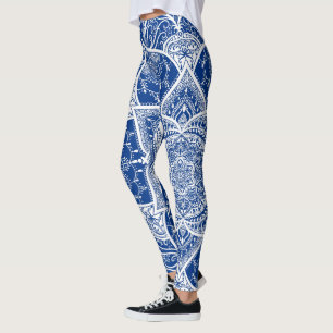 Blue and White Mandala - Loergano im Pazifik Leggings