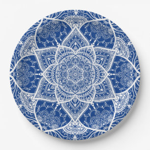 Blue and White Mandala - Loergano im Pazifik Pappteller