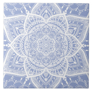 Blue and White Mandala - Loergano in Blueberry Fliese