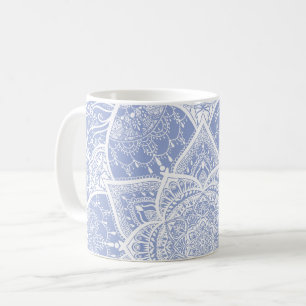 Blue and White Mandala - Loergano in Blueberry Kaffeetasse