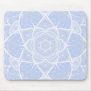 Blue and White Mandala - Loergano in Juniper Berry Mousepad