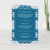 Blue and White Mandala QR Code Indian Wedding Einladung (Rückseite)