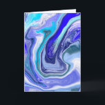 Blue and White Marble Birthday Karte<br><div class="desc">Blue and white marble fluid art birthday card.</div>