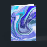 Blue and White Marble Birthday Karte<br><div class="desc">Blue and white marble fluid art birthday card.</div>