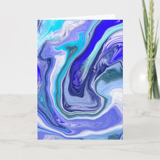 Blue and White Marble Birthday Karte (Vorderseite)