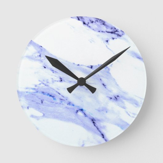 Blue and White Marble Runde Wanduhr (Vorderseite)