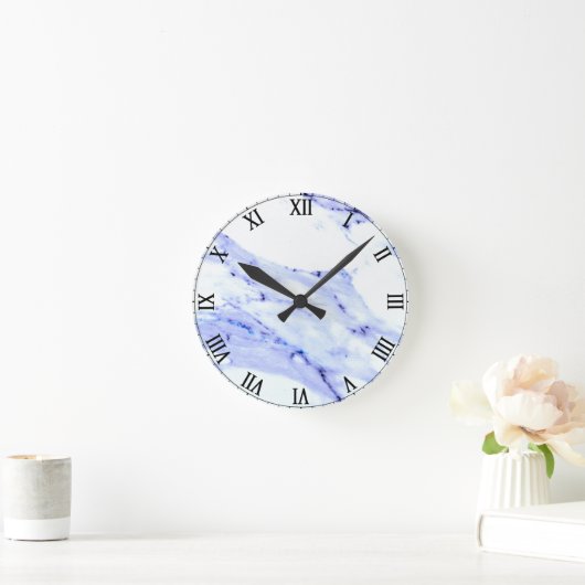 Blue and White Marble Runde Wanduhr (Zuhause)