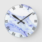 Blue and White Marble Runde Wanduhr (Vorderseite)