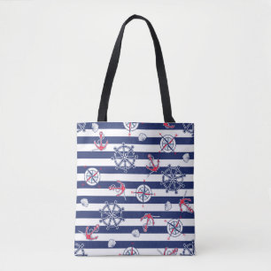 Blue and White Marine Shoulder Tote Bag Tasche