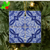 Blue and White Mediterranean Azulejo Tile Pattern Keramikornament
