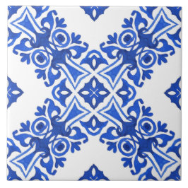 Blue and White Mediterranean Patterned Fliese