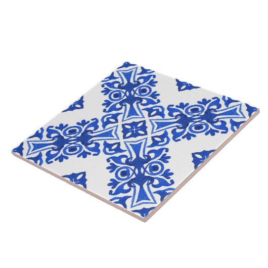 Blue and White Mediterranean Patterned Fliese (Seite)