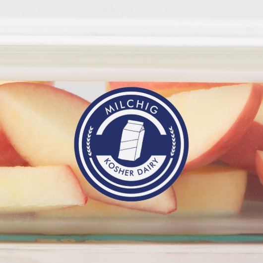 Blue and White Milchig Label Kosher Dairy Etiketten (Befestigt)