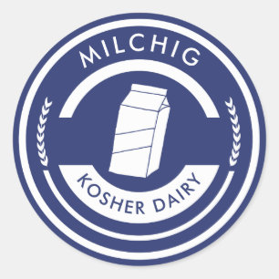 Blue and White Milchig Label Kosher Dairy Runder Aufkleber