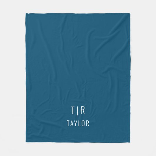 Blue and white modern monogram elegant fleecedecke (Vorderseite)
