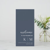 Blue and White Modern - Monogram Wedding Program - (Stehend Vorderseite)