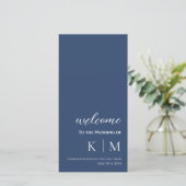 Blue and White Modern - Monogram Wedding Program - (Stehend Vorderseite)
