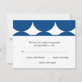 Blue and White Modern Polka Dots Wedding RSVP Card (Rückseite)