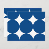 Blue and White Modern Polka Dots Wedding RSVP Card (Vorne/Hinten)