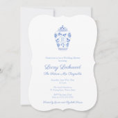 Blue and White Monogram Future Mrs. Brautparty Einladung (Vorderseite)