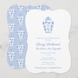 Blue and White Monogram Future Mrs. Brautparty Einladung