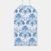 Blue and White Monogram Gift Tag Geschenkanhänger (Rückseite)