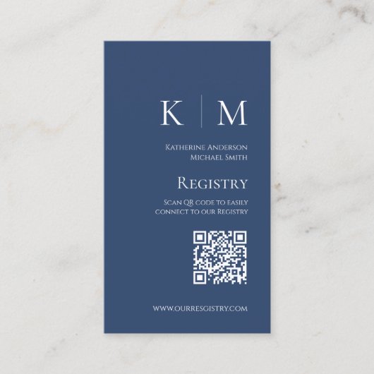 Blue and White Monogram Modern-Wedding Registry- Visitenkarte (Vorderseite)