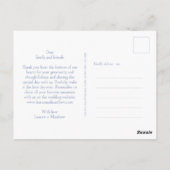 Blue and White Monogram Vielen Dank Postcard Postkarte (Rückseite)