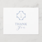Blue and White Monogram Vielen Dank Postcard Postkarte (Vorderseite)