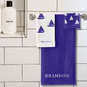 Blue and White Nautical Badhandtuch Set