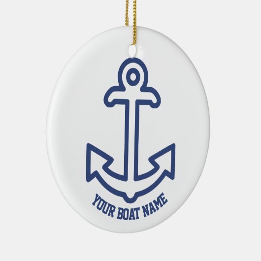 Blue and White Nautical Boat Anchor Ornament (Rechts)