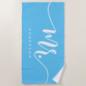 Blue and White New Groom Personalisiert Strandtuch (Vorderseite)