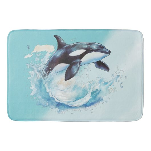 Blue and White Ocean Beach Nautical Badematte (Vorderseite)