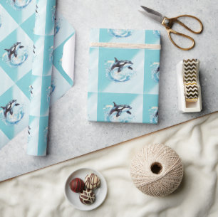 Blue and White Ocean Beach Nautical Geschenkpapier