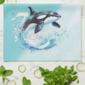 Blue and White Ocean Beach Nautical Geschirrtuch (Gefaltet)