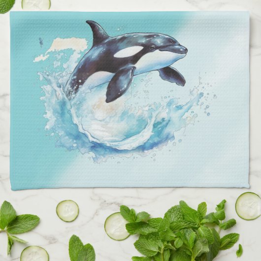 Blue and White Ocean Beach Nautical Geschirrtuch (Gefaltet)