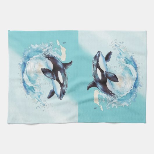 Blue and White Ocean Beach Nautical Geschirrtuch (Horizontal)