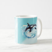 Blue and White Ocean Beach Nautical Kaffeetasse (VorderseiteRechts)