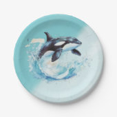 Blue and White Ocean Beach Nautical Pappteller (Vorderseite)