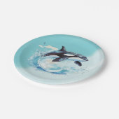 Blue and White Ocean Beach Nautical Pappteller (Schrägansicht)