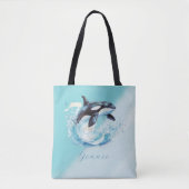 Blue and White Ocean Beach Nautical Tasche (Vorderseite)