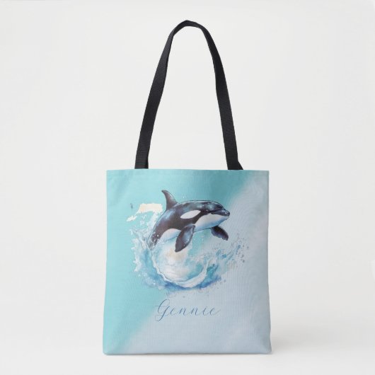 Blue and White Ocean Beach Nautical Tasche (Vorderseite)