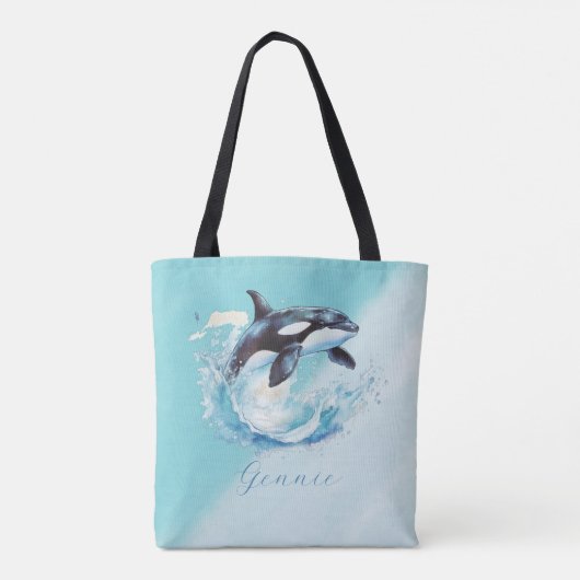 Blue and White Ocean Beach Nautical Tasche (Rückseite)