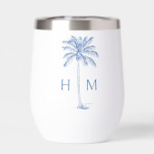 Blue and White Palm Palmetto Tree Monogram (Rückseite)